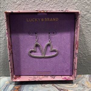 Lucky Brand Silver Heart Earrings NWT $29 retail